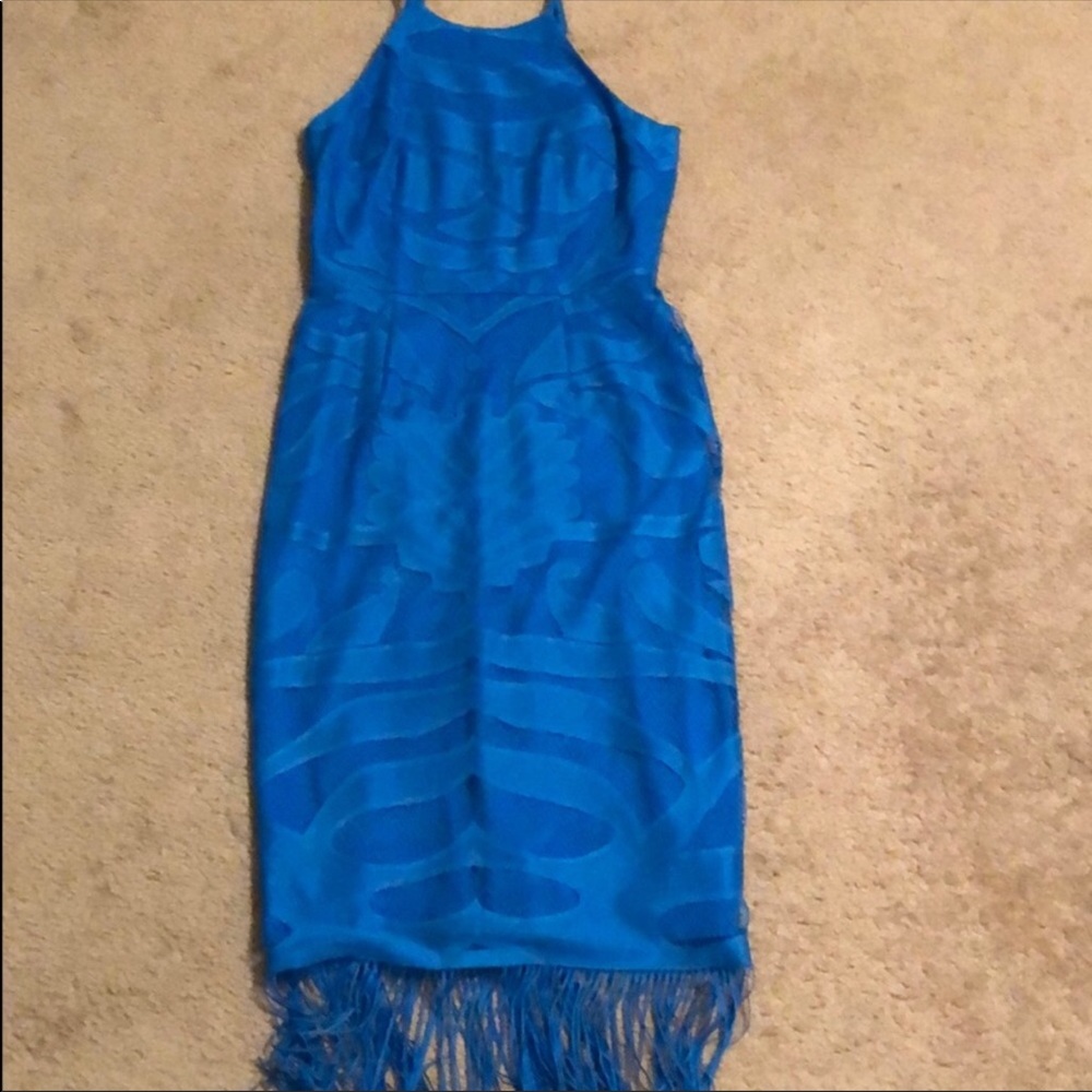 Fun blue dress with fringe! NWOT! - Picture 2 of 5